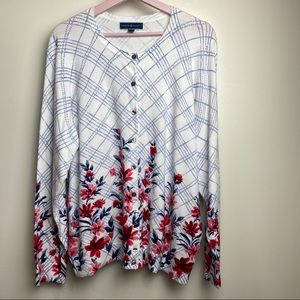 Karen Scott 1X floral cardigan sweater New. Plus